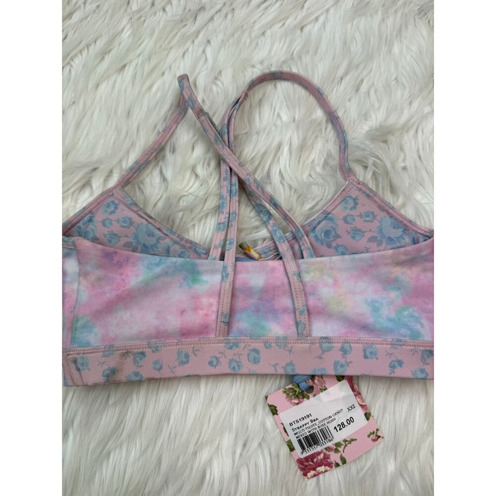 Love Shack Fancy x Bandier Strappy Bra Multi Tiedye Cotton Candy Size XXS NWT - Picture 4 of 9